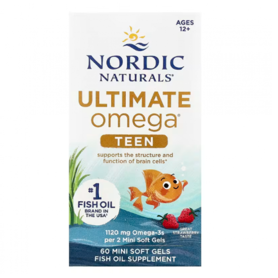 Picture of Nordic Naturals Teen Fish Oil, Strawberry, Ages 12+ — 60 Softgels