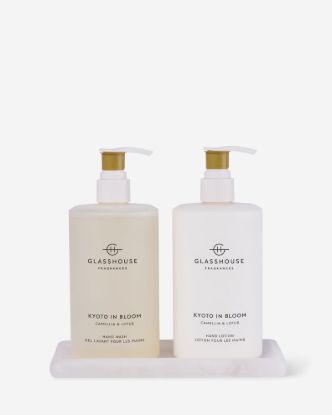 Picture of Glasshouse Fragrances Kyoto In Bloom Hand Care Duo with Tray — 2 × 450 mL + Tray