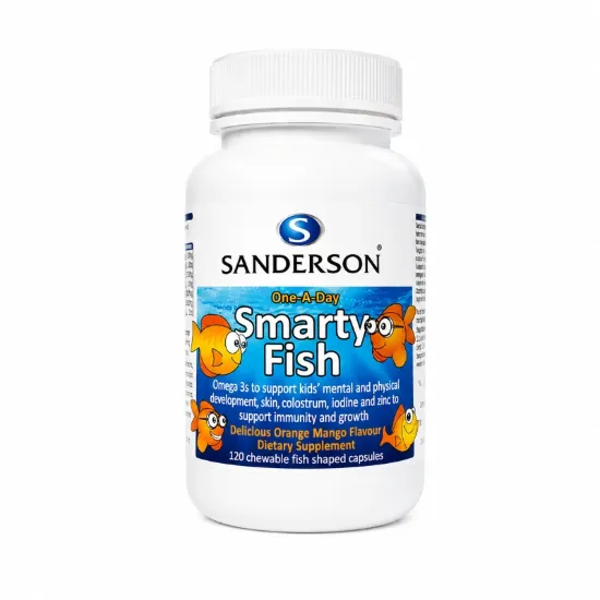 Picture of Sanderson Smarty Fish Omega-3 with Colostrum, Iodine & Zinc — 120 Chewable Capsules