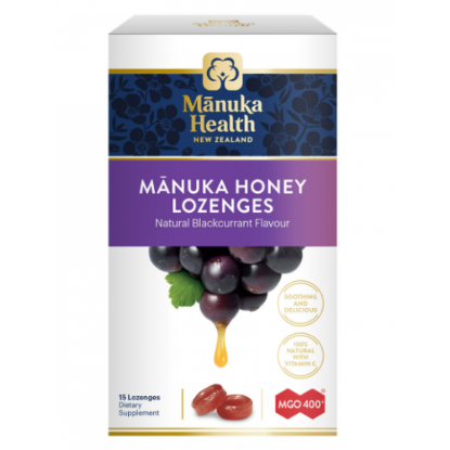 Picture of Manuka Health MGO 400 Manuka Honey Lozenges, Blackcurrant — 15 Lozenges