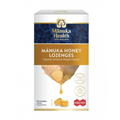 Picture of Manuka Health MGO 400 Manuka Honey Lozenges, Ginger & Lemon — 15 Lozenges